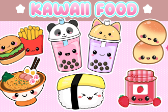 draw cute kawaii food or drink illustration sticker cartoon