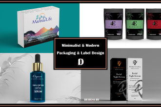 design product packaging and label of any bottle, box, pouch and jar with mockup