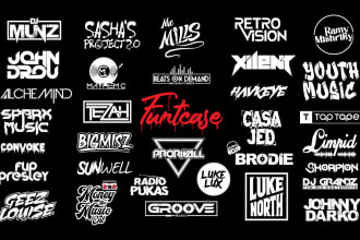 design music, band, record label, custom branding typography or dj logo