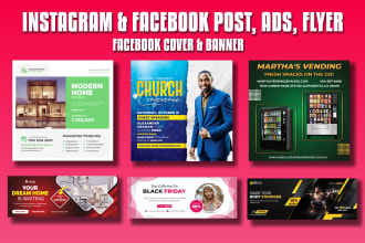 attractive instagram posts stories and facebook cover banner ads flyer design