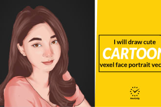 draw cute cartoon vexel face portrait vector girlfriend boyfriend