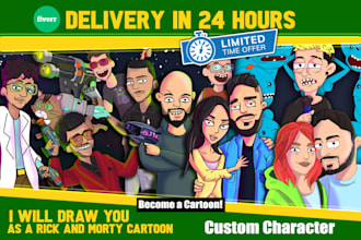 draw you as a rick and morty character in 24 hours