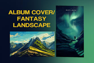 paint aesthetic fantasy music album cover or landscape art