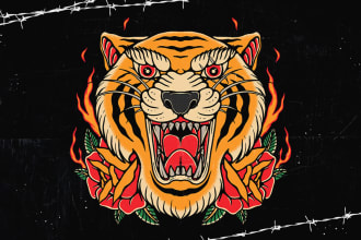 illustration in traditional tattoo or vintage t shirt design
