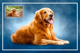 turn pet portrait into beautiful digital oil painting