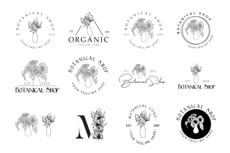 design hand drawn, floral, boho, and botanical logo