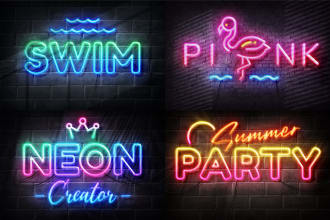do neon,80s,3d,sign,graffiti,music,party,night,effect logo or label