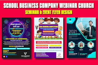do elegant school business company webinar church conference event flyer design