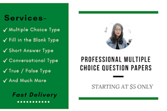 create multiple choice question papers for you