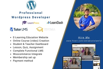 build educational elearning online course website with tutor lms,learpress,eduma