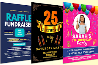 create event flyer,brochure,media kit,banner,postcard,yard sign door hanger,epk