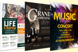 design event show flyer,brochure,media kit,banner,postcard,yard sign,door hanger