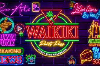 make a stunning neon logo, sign, text, or icon for you