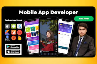develop native android and ios app with kotlin swift or flutter