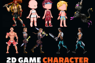 make game asset, 2d character sprite sheet for  indie game