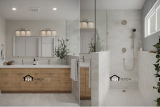 do bathroom design and 3ds max rendering