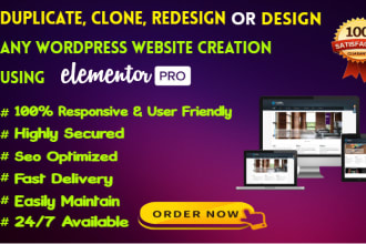 redesign or design any wordpress website using elementor pro
