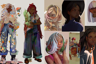 draw you custom character illustrations in semi realistic art