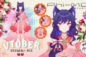 draw cute anime live2d or vtuber model ready to rig
