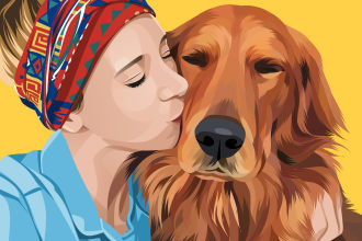 draw a cartoon potrait of you and your pet
