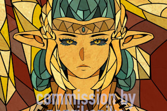 draw your dnd character or oc in stained glass style