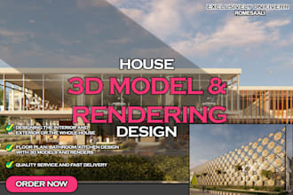 design 3d model and rendering for interior and exterior architecture