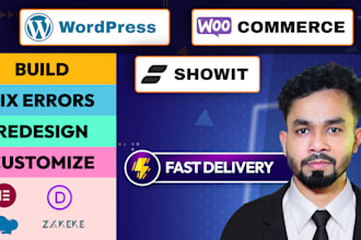 build, fix or redesign wordpress, showit, woocommerce, customize showit website