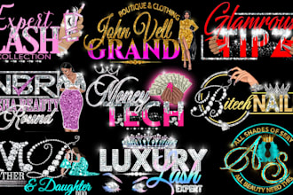 design boutique,hair extension,eyelashes,nails salon and beauty logo