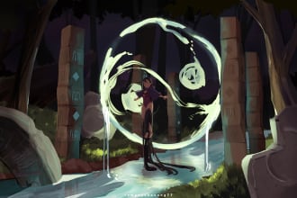 draw a landscape , interior , background illustration