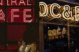 draw a neon sign with background in realistic style