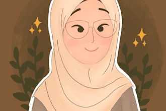 draw cute muslim custom portrait illustration
