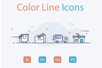 design custom line icon and flat icons set