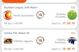 develop cricket live score app
