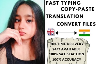 do fast typing job,copy paste,english to hindi translation