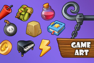 make 2d props, assets, items, concept art for your game