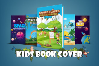design an amazing coloring book cover for amazon KDP with illustrations