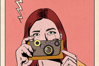 draw custom vintage, pop art, and retro comic illustration