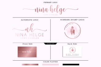 design modern feminine signature and candle wick logo with full branding kit