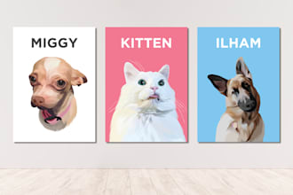 make pets vector cartoon