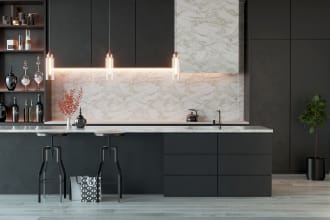 design kitchen residential interior 3d 2d plans