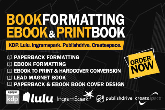 format, typeset and design ebooks, paperback and hardcover