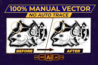 do manual vector tracing, redraw, recreate, vectorise logo in adobe illustrator