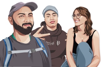 draw your family group into cartoon for desktop or wallpaper