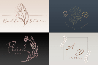 design bohemian floral feminine logo for  boutiques and store