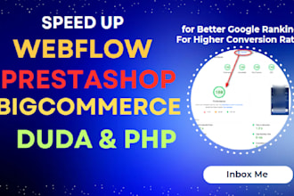 speed optimize bigcommerce webflow prestashop duda php website