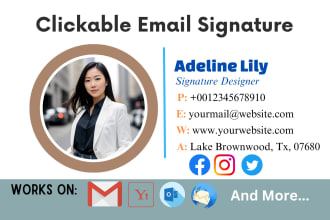 design a clickable HTML email signature