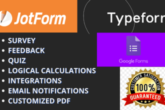 design online form, quiz, survey, using jotform, typeform,  google forms