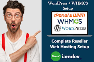 do a complete whmcs setup and configuration and make a website