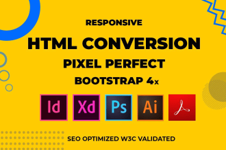 do PSD to HTML, sketch to html, figma to html, pdf to html, responsive website