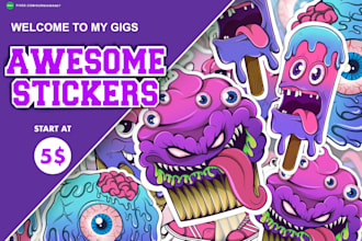 draw awesome stickers and cartoon characters design